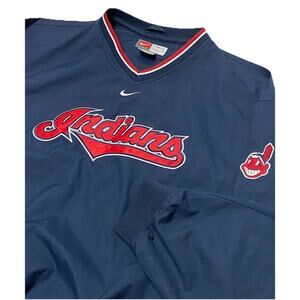 Vintage 2000s Cleveland Indians Shell Top Lightweight V-Trainer Jacket MLB LARGE